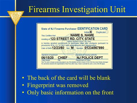 264 Mercer Street Stirling, New Jersey 07980-1483. . Nj firearms id card sbi number